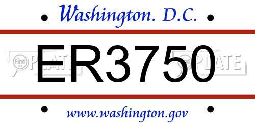 ER3750 District Of Columbia License Plate