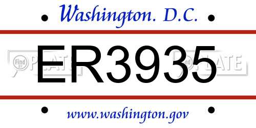 ER3935 District Of Columbia License Plate
