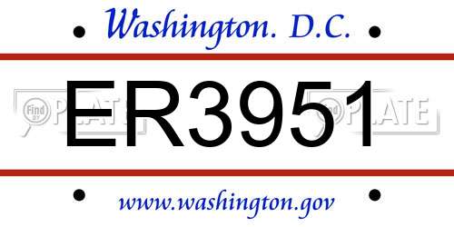 ER3951 District Of Columbia License Plate