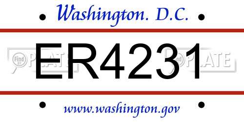 ER4231 District Of Columbia License Plate
