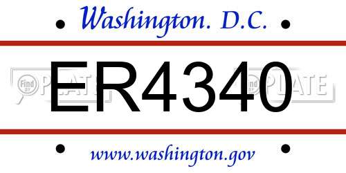 ER4340 District Of Columbia License Plate