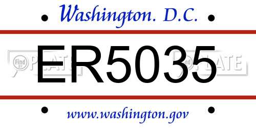 ER5035 District Of Columbia License Plate