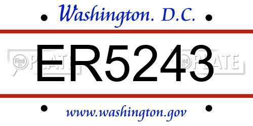 ER5243 District Of Columbia License Plate