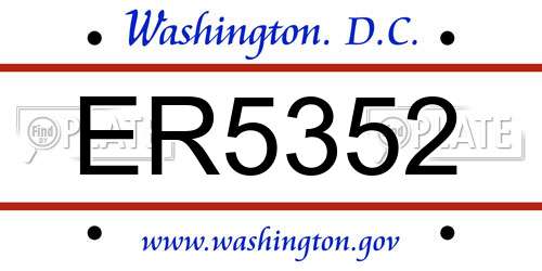 ER5352 District Of Columbia License Plate