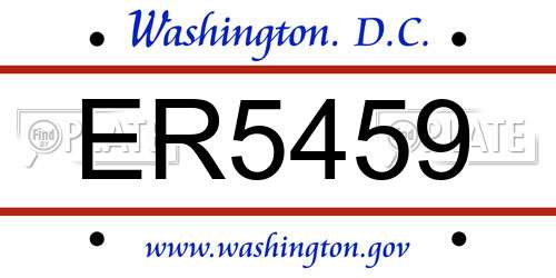 ER5459 District Of Columbia License Plate