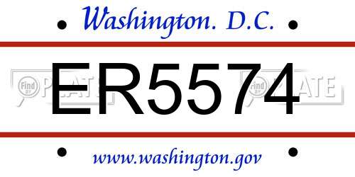 ER5574 District Of Columbia License Plate