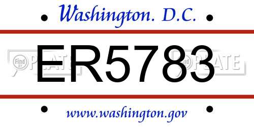 ER5783 District Of Columbia License Plate
