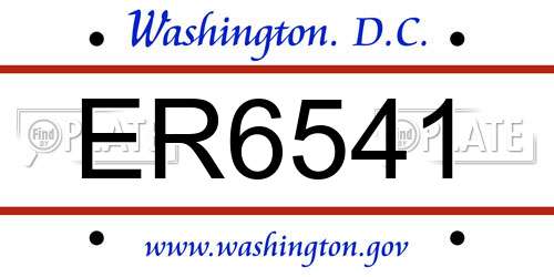 ER6541 District Of Columbia License Plate