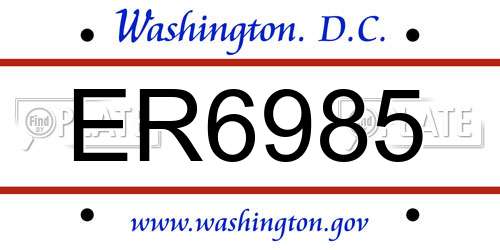 ER6985 District Of Columbia License Plate