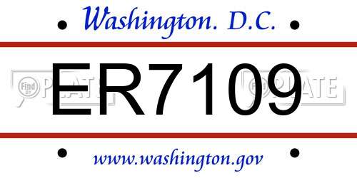 ER7109 District Of Columbia License Plate