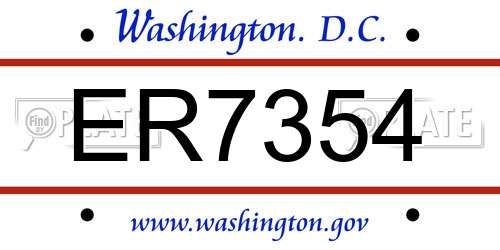 ER7354 District Of Columbia License Plate