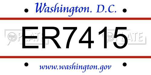 ER7415 District Of Columbia License Plate