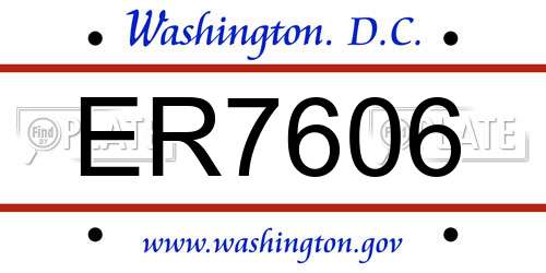 ER7606 District Of Columbia License Plate