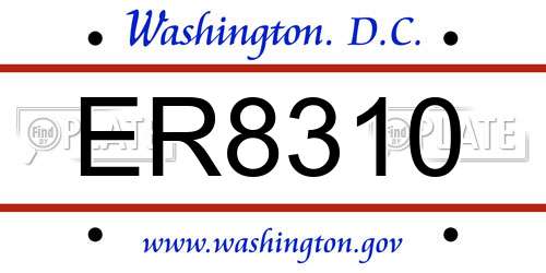 ER8310 District Of Columbia License Plate