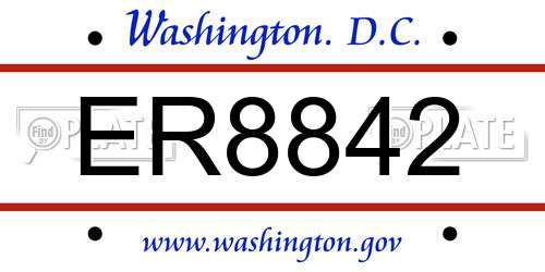 ER8842 District Of Columbia License Plate