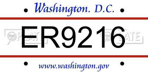 ER9216 District Of Columbia License Plate