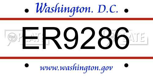 ER9286 District Of Columbia License Plate