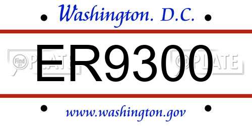 ER9300 District Of Columbia License Plate