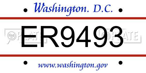 ER9493 District Of Columbia License Plate