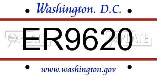 ER9620 District Of Columbia License Plate