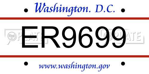 ER9699 District Of Columbia License Plate
