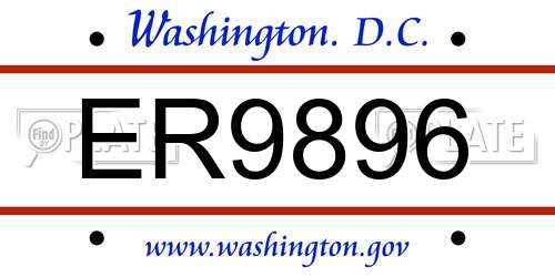 ER9896 District Of Columbia License Plate