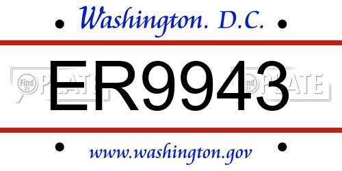 ER9943 District Of Columbia License Plate