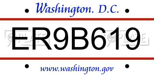 ER9B619 District Of Columbia License Plate
