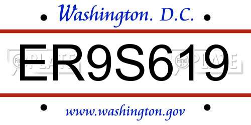 ER9S619 District Of Columbia License Plate