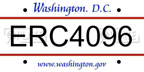 ERC4096 District Of Columbia License Plate