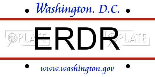 ERDR District Of Columbia License Plate