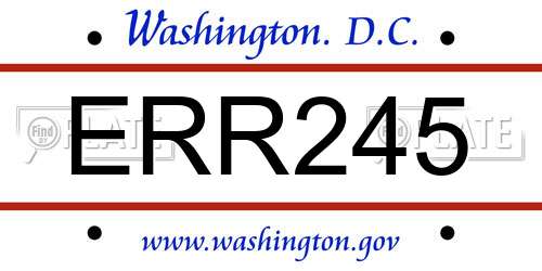 ERR245 District Of Columbia License Plate
