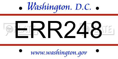 ERR248 District Of Columbia License Plate