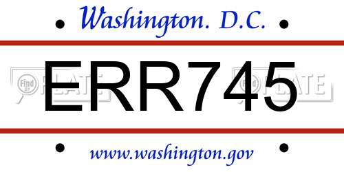 ERR745 District Of Columbia License Plate