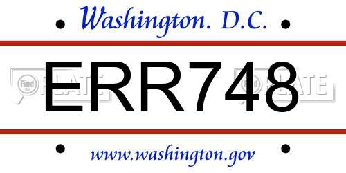 ERR748 District Of Columbia License Plate
