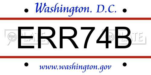 ERR74B District Of Columbia License Plate