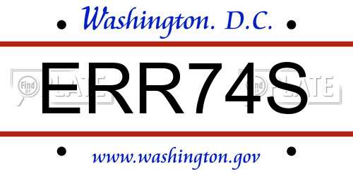 ERR74S District Of Columbia License Plate