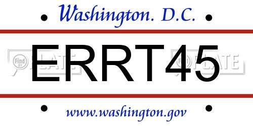 ERRT45 District Of Columbia License Plate