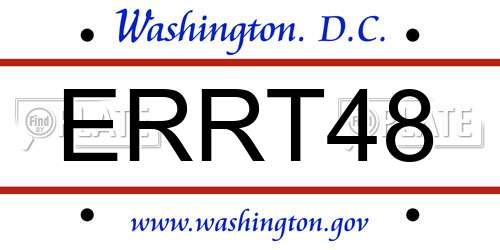 ERRT48 District Of Columbia License Plate