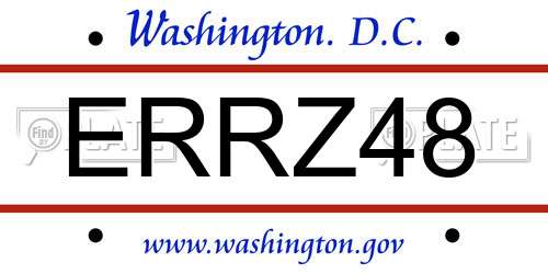 ERRZ48 District Of Columbia License Plate
