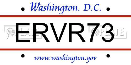 ERVR73 District Of Columbia License Plate