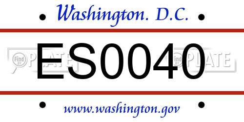 ES0040 District Of Columbia License Plate