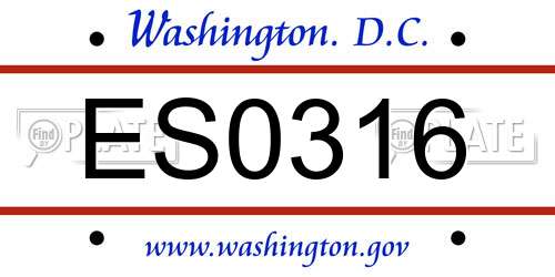 ES0316 District Of Columbia License Plate