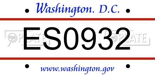 ES0932 District Of Columbia License Plate