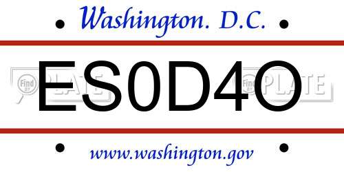 ES0D4O District Of Columbia License Plate