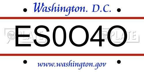 ES0O4O District Of Columbia License Plate