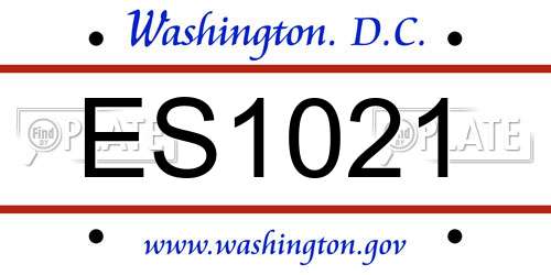 ES1021 District Of Columbia License Plate