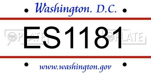 ES1181 District Of Columbia License Plate