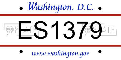 ES1379 District Of Columbia License Plate