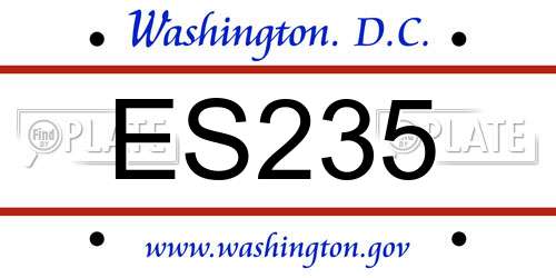 ES235 District Of Columbia License Plate